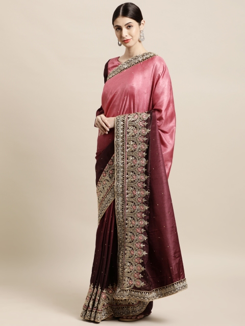 

Tikhi Imli Magenta & Pink Embroidered Heavy Work Saree