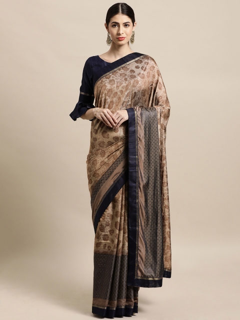 

Tikhi Imli Navy Blue Printed Saree