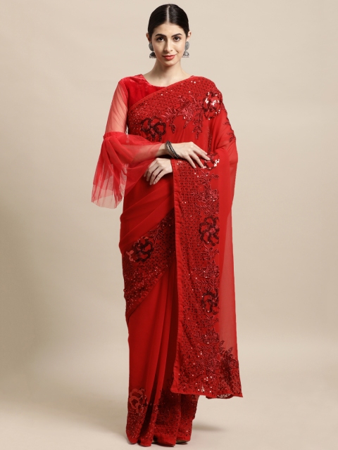 

Tikhi Imli Red Sequinned Saree