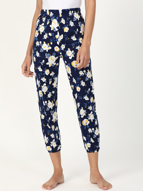 

V2 Value & Variety Women Blue & White Floral Printed Cotton Lounge Pants
