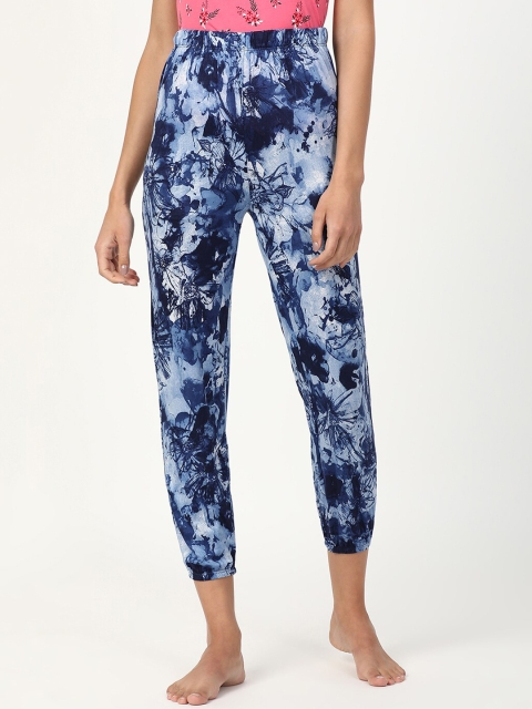 

V2 Value & Variety Women Blue & White Printed Cotton Lounge Pants