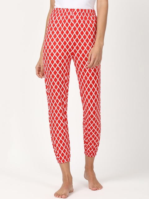 

V2 Value & Variety Women Red & White Printed Cotton Lounge Pants