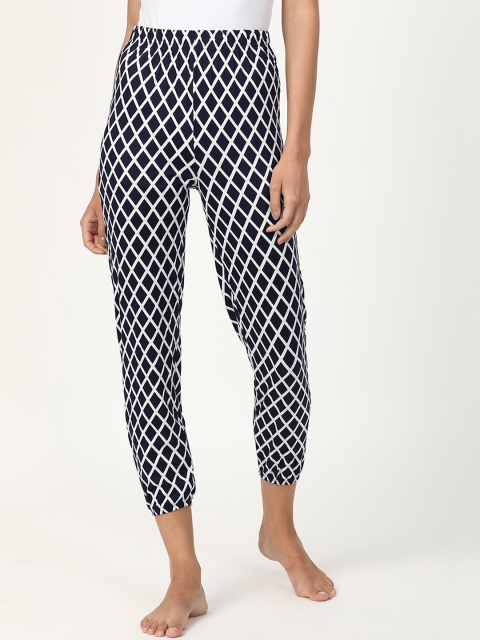 

V2 Value & Variety Women Navy Blue & White Printed Cotton Lounge Pants