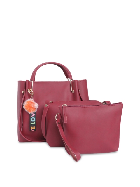 

Fostelo Maroon PU Structured Handheld Bag Set