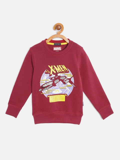 

Indian Terrain Boys Maroon & Yellow Pure Cotton X-Men Print Sweatshirt