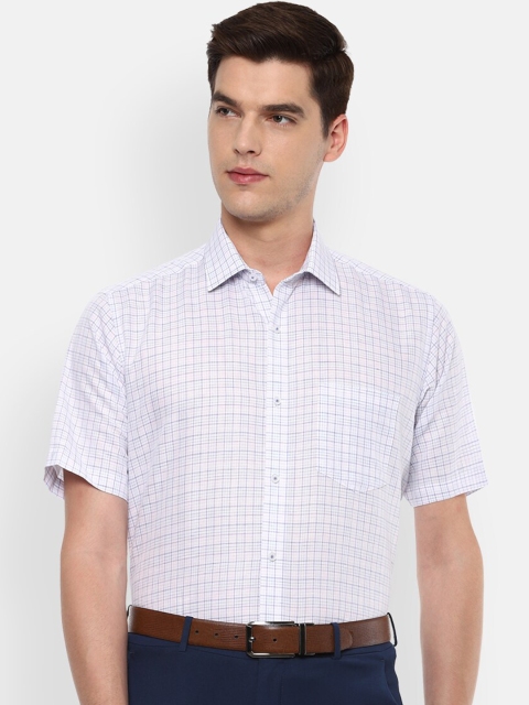 

Van Heusen Men White & Blue Grid Checked Formal Shirt
