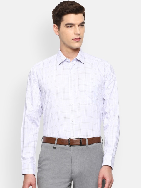 

Van Heusen Men White and Purple Checked Formal Shirt