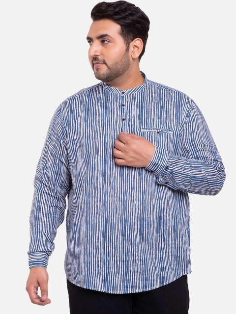 

Bewakoof Men Blue Mandarin Collar Casual Shirt