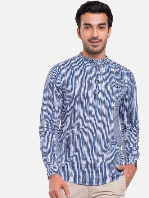 

Bewakoof Men Blue Mandarin Collar Casual Shirt