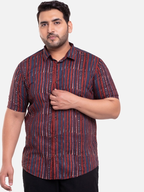 

Bewakoof Men Red & Blue Striped Casual Shirt