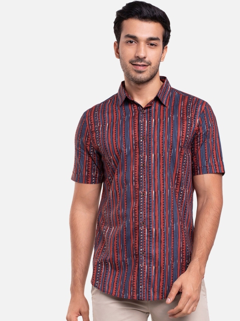 

Bewakoof Men Red and Blue Striped Casual Shirt