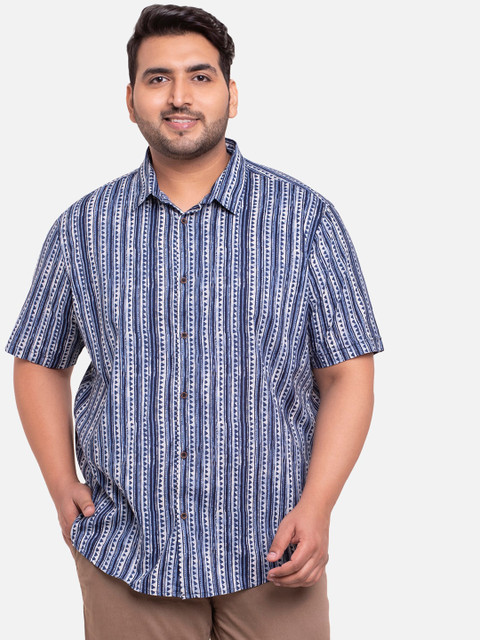 

Bewakoof Men Blue and White Striped Casual Shirt