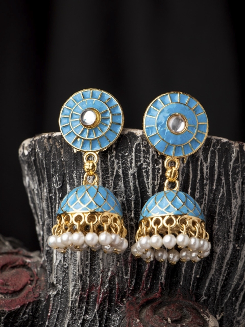 

MORKANTH JEWELLERY Turquoise Blue Contemporary Jhumkas Earrings