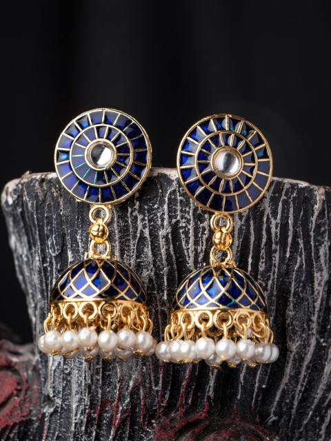 

MORKANTH JEWELLERY Blue Contemporary Jhumkas Earrings