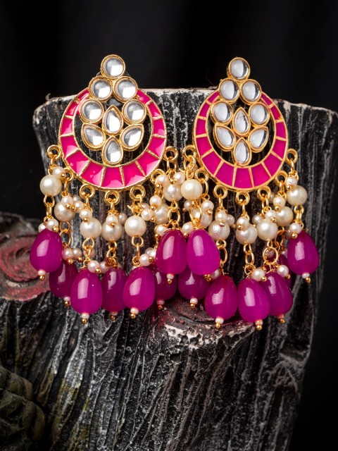 

MORKANTH JEWELLERY Pink Contemporary Chandbalis Earrings