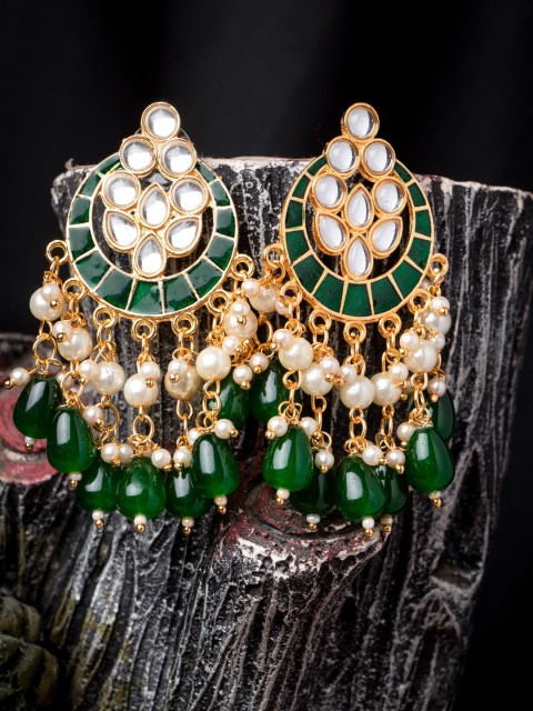 

MORKANTH JEWELLERY Green Contemporary Chandbalis Earrings
