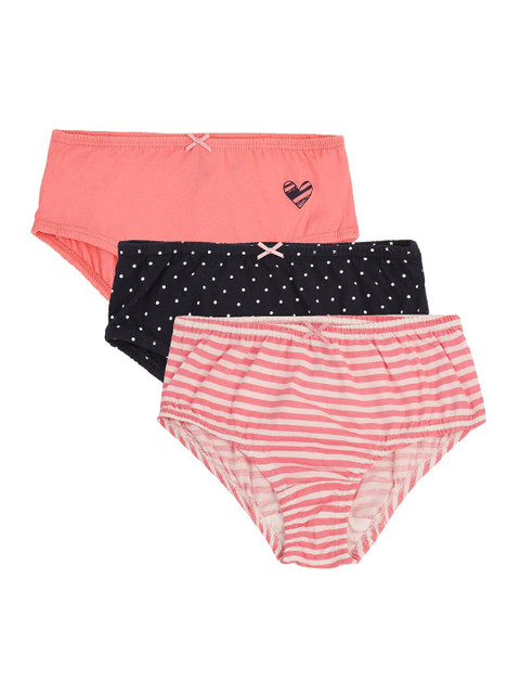 

Pantaloons Junior Girls Pack Of 3 Assorted Pure Cotton Basic Briefs
