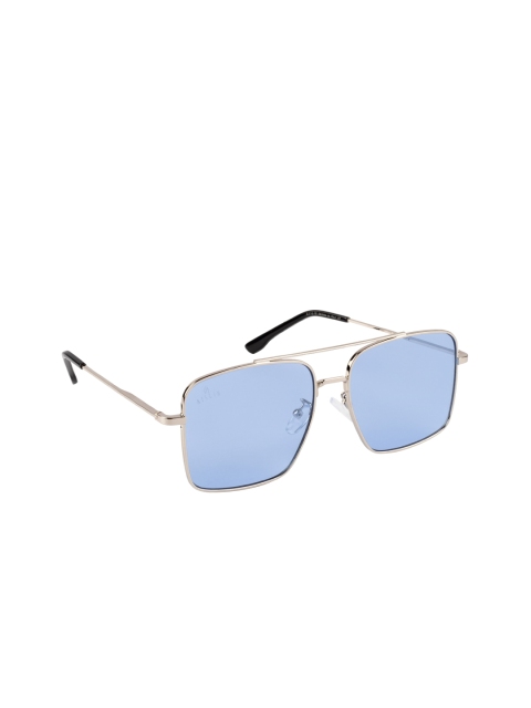 

AISLIN Unisex Blue Lens & Silver-Toned Wayfarer Sunglasses with UV Protected Lens