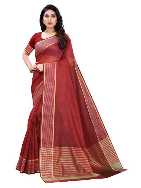 

KALINI Red & Off White Zari Saree