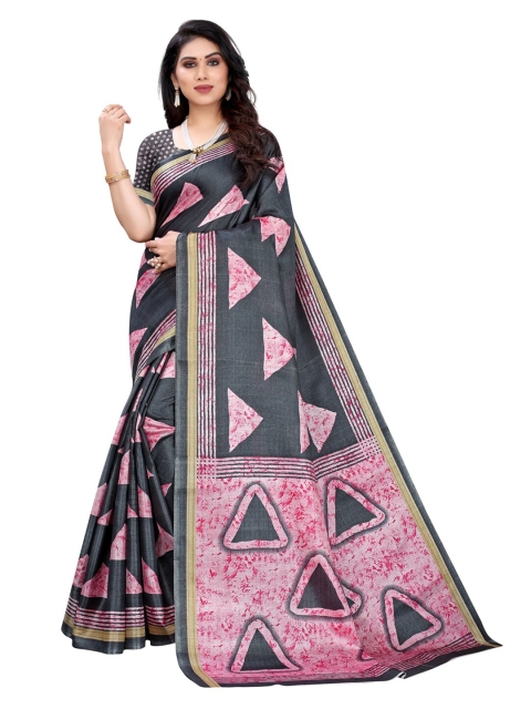 

KALINI Grey & Pink Art Silk Saree