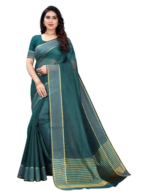 

KALINI Teal & White Saree