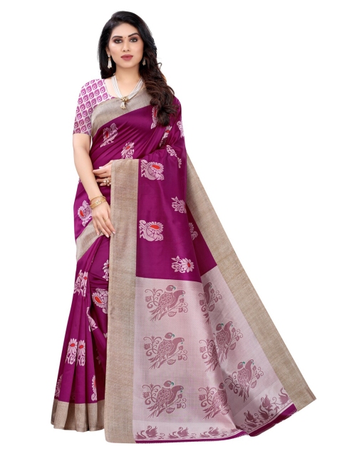 

KALINI Magenta & Off White Ethnic Motifs Saree