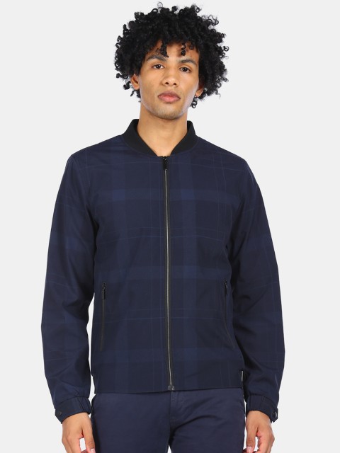 

Arrow New York Men Blue Checked Bomber Jacket