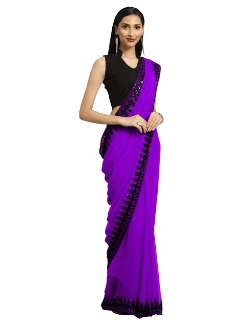 

Mirchi Fashion Purple & Black Beads and Stones Saree