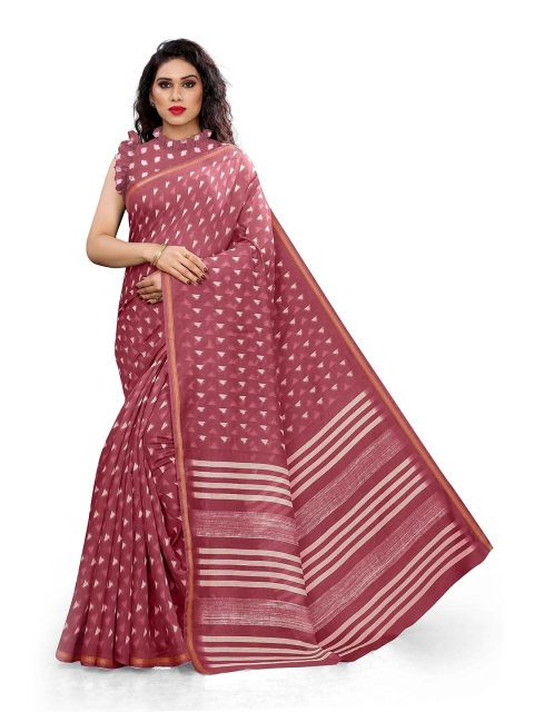 

KALINI Pink & White Printed Saree