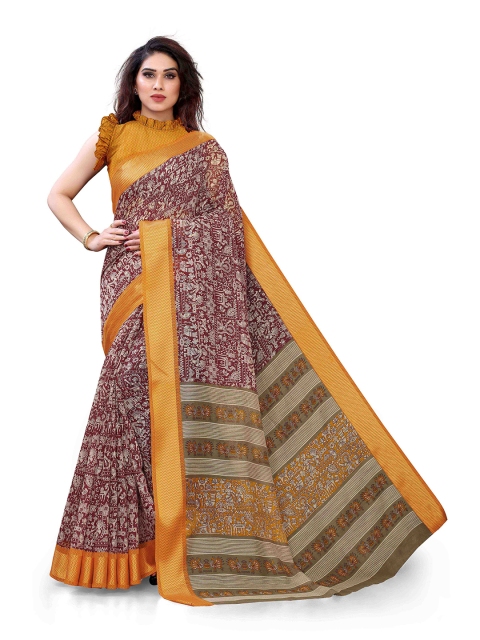 

KALINI Maroon & Yellow Warli Printed Saree