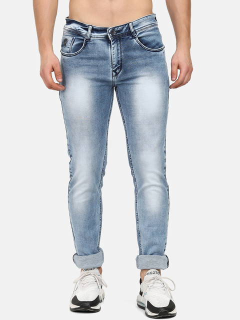

V2 Value & Variety Men Blue Mildly Distressed Heavy Fade Jeans