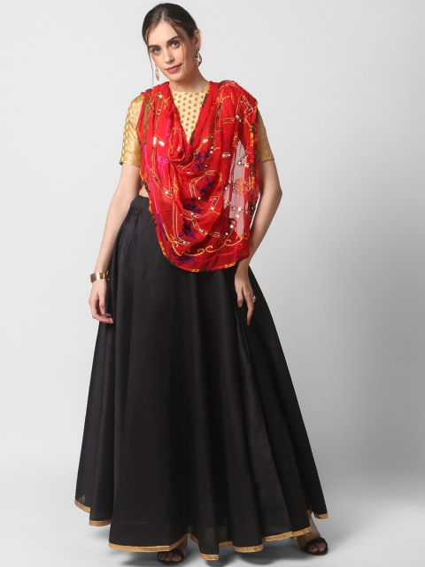 

Dupatta Bazaar Red & Green Ethnic Motifs Embroidered Dupatta with Sequinned Detail