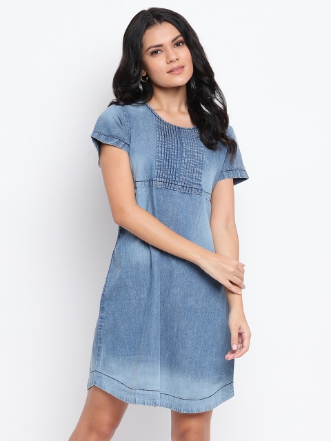 

IMARA Navy Blue Denim A-Line Dress