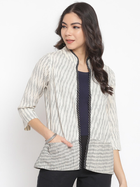 

IMARA Women Black Striped Shrug