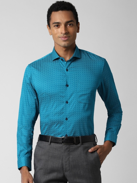 

Peter England Elite Men Blue Slim Fit Textured Formal Shirt