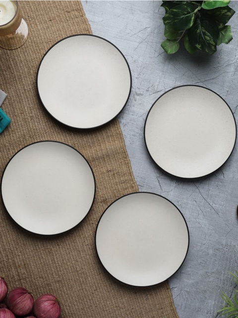 

The Decor Mart Off White 4 Pieces Ceramic Matte Plates