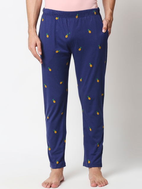 

Bewakoof Men Navy Blue Pineapple Printed Pyjamas