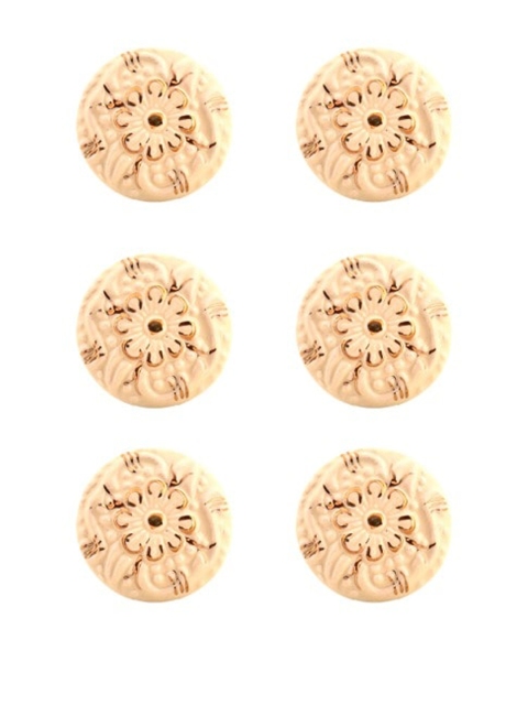 

The Decor Mart Set Of 6 Cream-Colored & Gold-Toned Ceramic Decorative Knobs