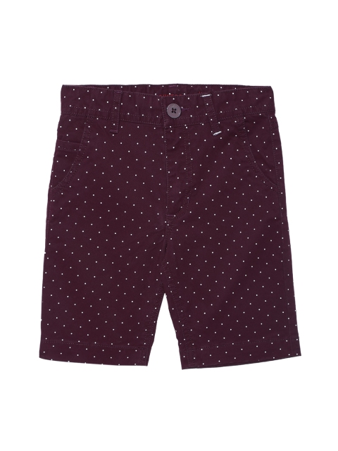 

UNDER FOURTEEN ONLY Boys Maroon Printed Slim Fit Regular Shorts