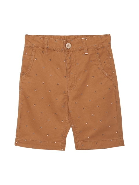 

UNDER FOURTEEN ONLY Boys Brown Printed Slim Fit Regular Shorts