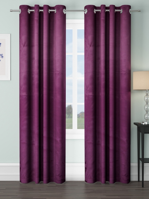

VRINDA Burgundy Set of 2 Black Out Long Door Curtain