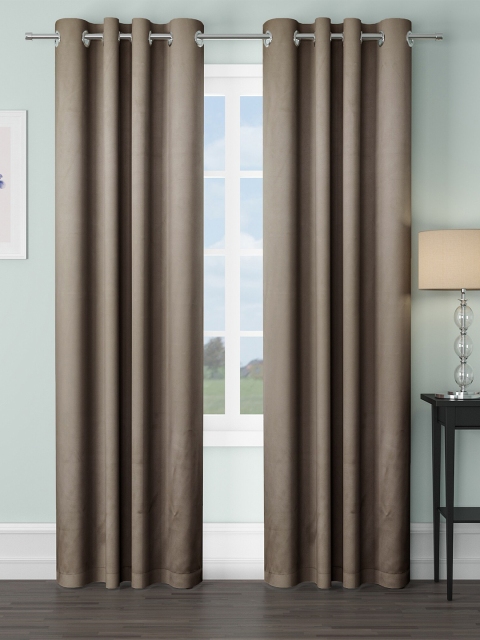 

VRINDA Beige Set of 2 Black Out Long Door Curtain