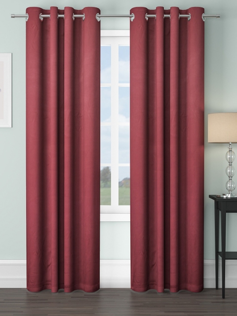 

VRINDA Maroon Set of 2 Black Out Long Door Curtain