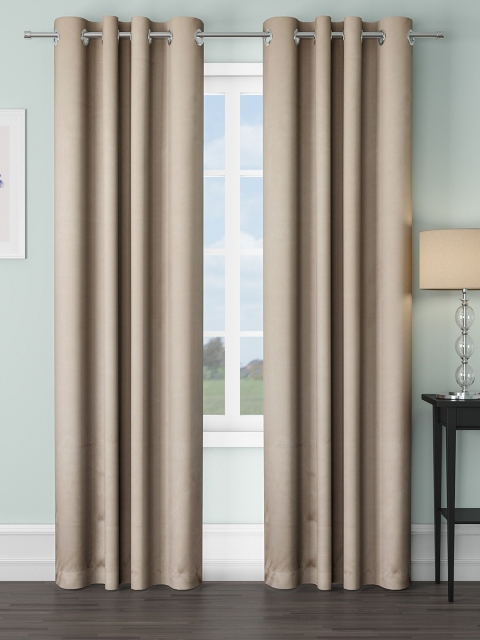 

VRINDA Beige Set of 2 Black Out Long Door Curtain
