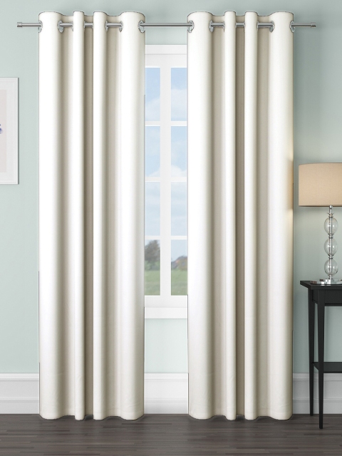 

VRINDA Off White Set of 2 Black Out Long Door Curtain