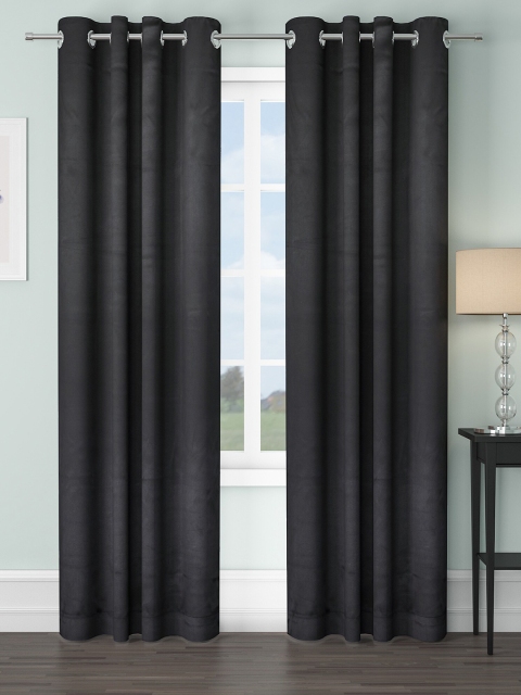 

VRINDA Black Set of 2 Black Out Long Door Curtain