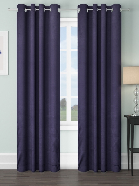 

VRINDA Navy Blue Set of 2 Black Out Long Door Curtain