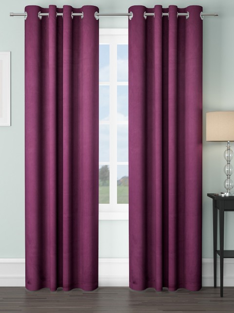 

VRINDA Burgundy Set of 2 Black Out Long Door Curtain