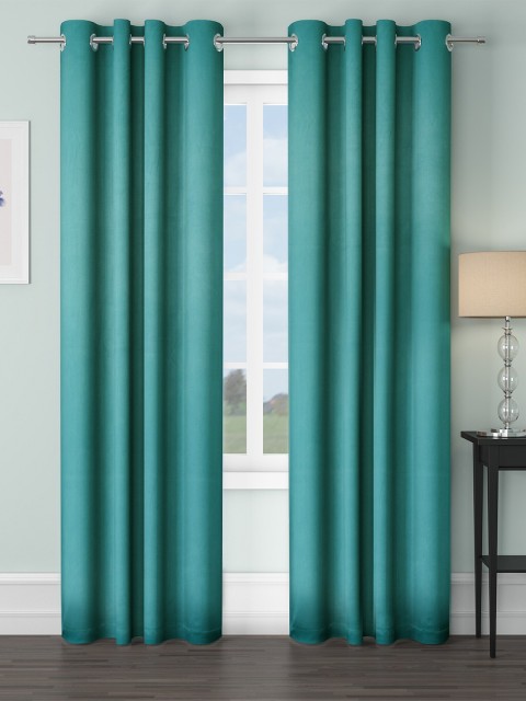 

VRINDA Turquoise Blue Set of 2 Black Out Long Door Curtain