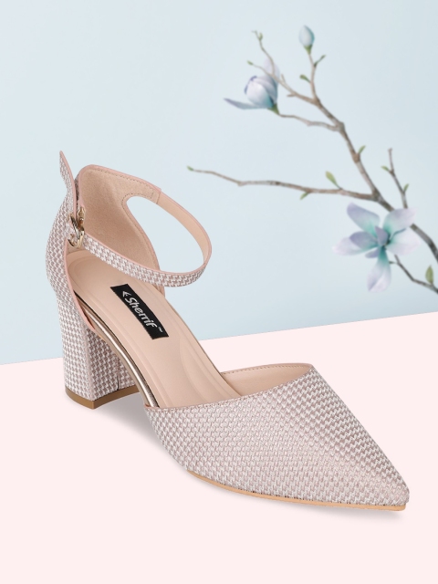 

Sherrif Shoes Rose Gold Textured Block Pumps
